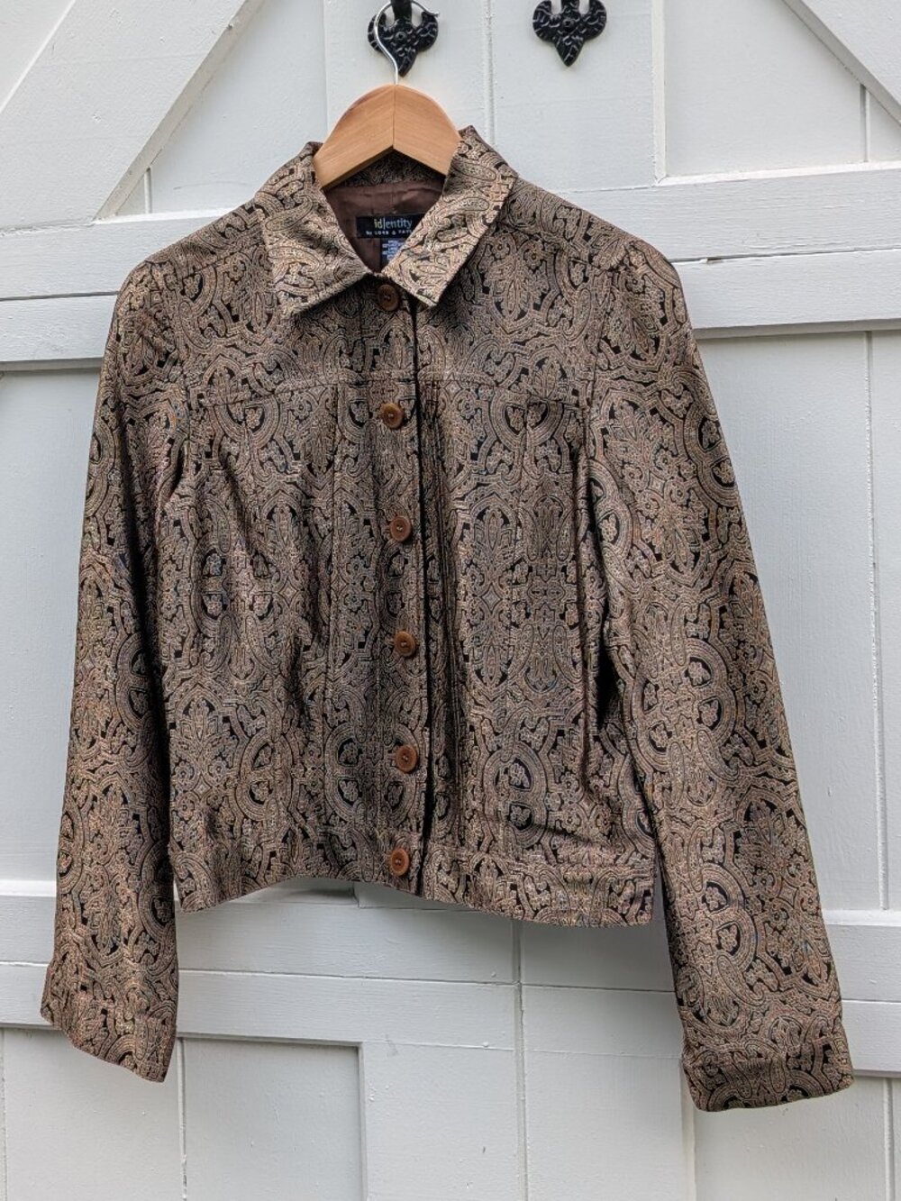Vintage 90s Identity by Lord & Taylor Metallic Paisley Brocade Jacket